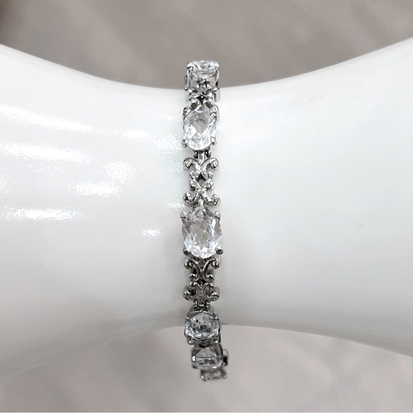 White Topaz Silver Bracelet - Picture 6 of 11